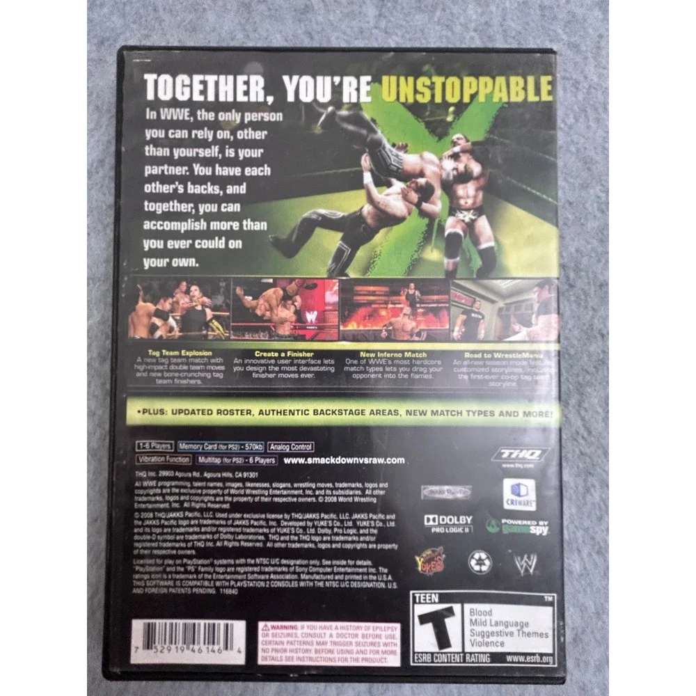 WWE SmackDown vs Raw 2009 Sony PlayStation 2 PS2 Case and Manual Only No Game